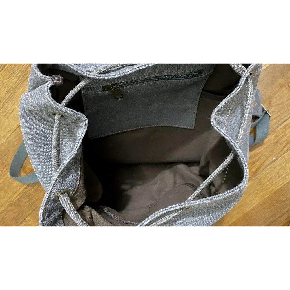 Augur Jans Canvas Leather Backpack Rucksack Hiking Laptop Travel Bag Gorpcore